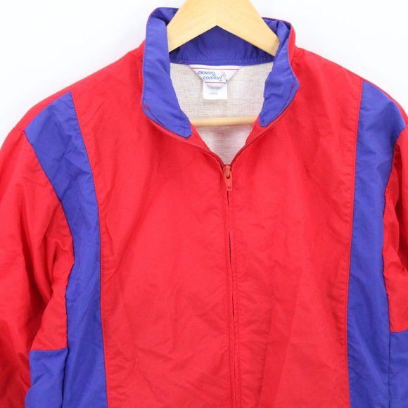 Vintage Moving Comfort Windbreaker Jacket Womens Red & Blue Full Zip Size Large - Picture 2 of 8